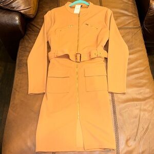 Dark Tan Belted Dress